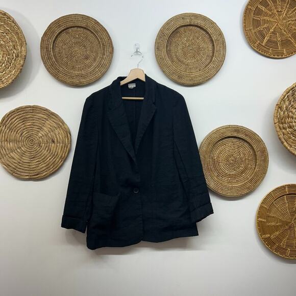 A New Day Neutral Black Single Button Collared Lightweight Blazer Jacket Medium - Picture 1 of 6
